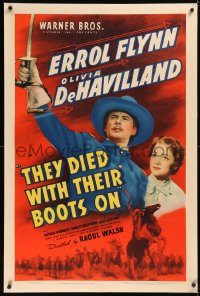 7a0034 THEY DIED WITH THEIR BOOTS ON 1sh 1941 Errol Flynn as General Custer, Olivia De Havilland