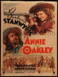 7a0385 ANNIE OAKLEY WC 1935 art of Barbara Stanwyck & Moroni Olsen as Buffalo Bill, ultra rare!