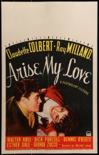 7a0386 ARISE MY LOVE WC 1940 great close up of pretty Claudette Colbert & Ray Milland, very rare!