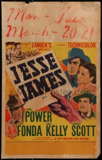 7a0395 JESSE JAMES WC 1939 Tyrone Power as the famous outlaw, Henry Fonda as Frank, Randolph Scott!