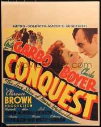 7a0217 CONQUEST jumbo WC 1937 Greta Garbo as Marie Walewska, Charles Boyer as Napoleon, ultra rare!