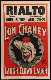 7a0398 LAUGH CLOWN LAUGH WC 1928 different art of Lon Chaney in full clown makeup, ultra rare!