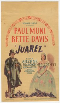 7a0144 JUAREZ mini WC 1939 great art of pretty Bette Davis & Paul Muni, Dieterle, ultra rare!
