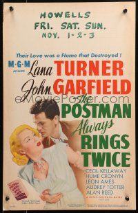 7a0402 POSTMAN ALWAYS RINGS TWICE WC 1946 John Garfield, Lana Turner, James M. Cain, very rare!