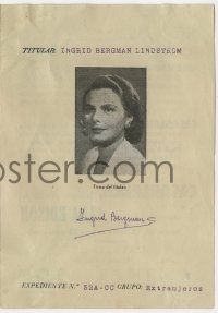 7a0112 CASABLANCA Spanish herald 1946 designed to look like Ingrid Bergman's passport, very rare!