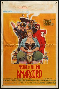 7b0147 AMARCORD Belgian 1974 Federico Fellini classic comedy, great wacky artwork!