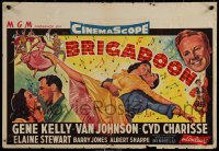 7b0155 BRIGADOON Belgian 1955 art of Cyd Charisse, Gene Kelly & Van Johnson in Scotland!