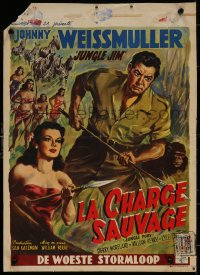 7b0179 FURY OF THE CONGO Belgian 1951 Weissmuller as Jungle Jim & native women by Wik, ultra rare!