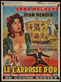 7b0180 GOLDEN COACH Belgian 1952 Jean Renoir's Le carrosse d'or, different art of Anna Magnani!