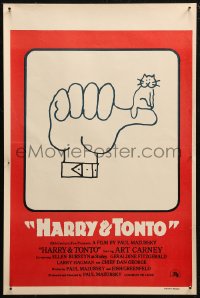 7b0186 HARRY & TONTO Belgian 1974 Paul Mazursky, Art Carney, Ellen Burstyn, cat on thumb!