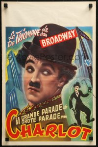 7b0192 LA GRANDE PARADE DE CHARLOT Belgian 1960s art of classic tramp Charlie Chaplin in hat!