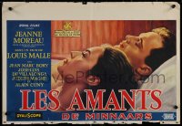 7b0199 LOVERS Belgian 1958 Louis Malle's Les Amants, art of Jeanne Moreau & her lover in bed!