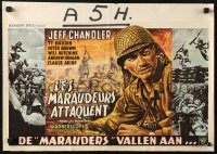 7b0205 MERRILL'S MARAUDERS Belgian 1962 Samuel Fuller, art of Jeff Chandler, true story from WWII!