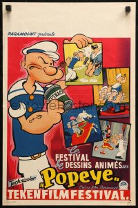 7b0216 POPEYE TEKENFILMFESTIVAL Belgian 1950s great close up cartoon image with can of spinach!