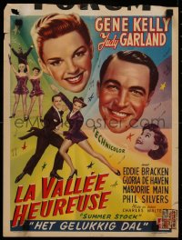 7b0231 SUMMER STOCK Belgian 1950 great artwork of Judy Garland & Gene Kelly, up-close & dancing!