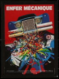 7b0507 CAR French 16x21 1977 there's nowhere to run or hide from possessed automobile, Moretti art!