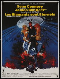 7b0515 DIAMONDS ARE FOREVER French 17x22 R1980s Sean Connery as James Bond 007 by Robert McGinnis!