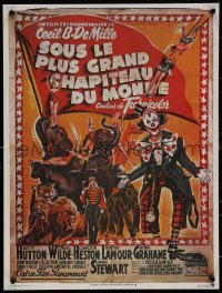 7b0538 GREATEST SHOW ON EARTH French 16x21 R1970s Cecil B. DeMille circus classic, great Soubie art!