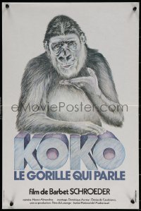 7b0554 KOKO A TALKING GORILLA French 16x24 1978 Barbet Schroeder, art of ape by Lynch Guillotin!