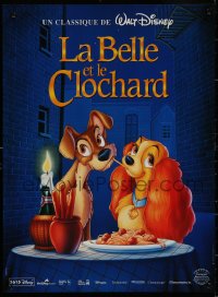 7b0558 LADY & THE TRAMP French 16x21 R1990s Walt Disney romantic canine dog classic cartoon!