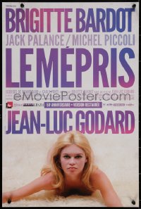 7b0560 LE MEPRIS French 16x24 R2013 Jean-Luc Godard, different image of sexy naked Brigitte Bardot!