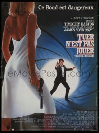 7b0563 LIVING DAYLIGHTS French 15x20 1987 Tim Dalton as James Bond & sexy Maryam d'Abo w/gun!