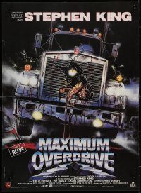 7b0567 MAXIMUM OVERDRIVE French 16x22 1987 Stephen King, gruesome horror art by Enzo Sciotti!