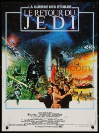 7b0585 RETURN OF THE JEDI French 15x21 1983 George Lucas classic, different Michel Jouin sci-fi art!