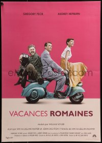 7b0587 ROMAN HOLIDAY French 17x24 R2013 Audrey Hepburn & Gregory Peck, Albert riding on Vespa!