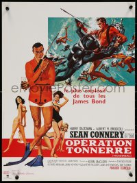7b0602 THUNDERBALL French 16x21 R1980s art of Sean Connery as James Bond 007 by McGinnis & McCarthy!