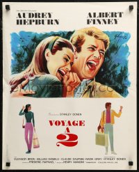 7b0608 TWO FOR THE ROAD French 18x22 1967 laughing Audrey Hepburn & Albert Finney by Grinsson!