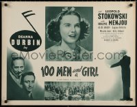 7b1120 100 MEN & A GIRL 1/2sh R1947 pretty Deanna Durbin & music composer Leopold Stokowski!