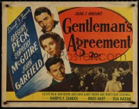7b1179 GENTLEMAN'S AGREEMENT 1/2sh 1947 Elia Kazan, Gregory Peck, Dorothy McGuire, John Garfield!