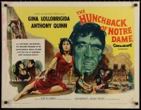 7b1201 HUNCHBACK OF NOTRE DAME style B 1/2sh 1957 Anthony Quinn as Quasimodo, sexy Gina Lollobrigida