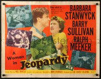 7b1206 JEOPARDY style A 1/2sh 1953 Barbara Stanwyck struggling w/Ralph Meeker, film noir!
