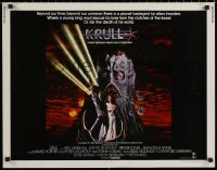 7b1221 KRULL int'l 1/2sh 1983 great sci-fi art of Ken Marshall & Lysette Anthony in monster's hand!