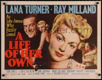 7b1230 LIFE OF HER OWN style B 1/2sh 1950 image of sexy Lana Turner, plus Ray Milland!