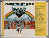 7b1233 LOGAN'S RUN int'l 1/2sh 1976 art of Michael York & Jenny Agutter running away by Charles Moll!