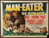 7b1237 MAN-EATER OF KUMAON style A 1/2sh 1948 Sabu, Wendell Corey, cool art of tiger, ultra rare!