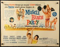 7b1244 MUSCLE BEACH PARTY 1/2sh 1964 Frankie & Annette, 10,000 biceps & 5,000 bikinis!