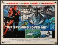 7b1287 SPY WHO LOVED ME 1/2sh 1977 great art of Roger Moore as James Bond by Bob Peak!