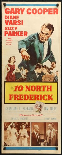 7b1320 10 NORTH FREDERICK insert 1958 Gary Cooper, Diane Varsi, from John O'Hara's best-seller!