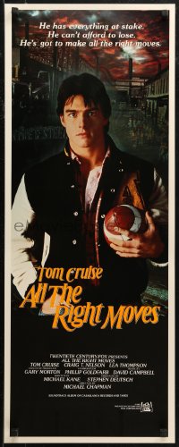 7b1326 ALL THE RIGHT MOVES insert 1983 close up of very young high school football player Tom Cruise!