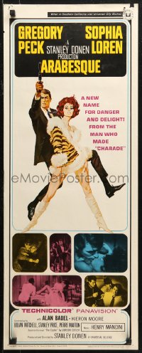 7b1330 ARABESQUE insert 1966 art of Gregory Peck & sexy Sophia Loren by Robert McGinnis!