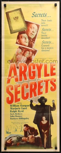 7b1331 ARGYLE SECRETS insert 1948 film noir from the world's most sinister best-seller!