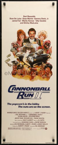 7b1349 CANNONBALL RUN II insert 1984 great Drew Struzan art of Burt Reynolds, Dean Martin & girls!
