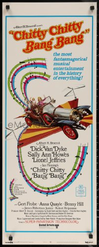 7b1353 CHITTY CHITTY BANG BANG insert 1969 Dick Van Dyke, art of wild flying car & music notes!