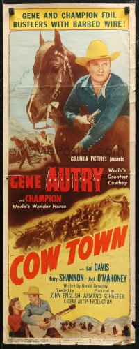 7b1363 COW TOWN insert 1950 cowboy Gene Autry riding Champion, they foil rustlers with barbed wire!