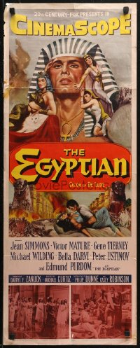 7b1371 EGYPTIAN insert 1954 Michael Curtiz, art of Jean Simmons, Victor Mature & Gene Tierney!