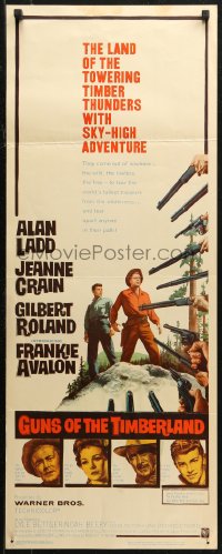 7b1397 GUNS OF THE TIMBERLAND insert 1960 Alan Ladd, Jeanne Crain, first Frankie Avalon!